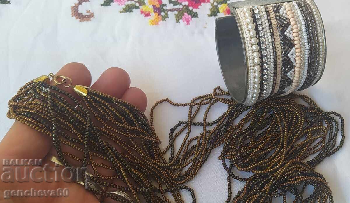 Wide beaded cuff bracelet and necklace - 7 Wide beaded cuff bracelet and necklace - 7