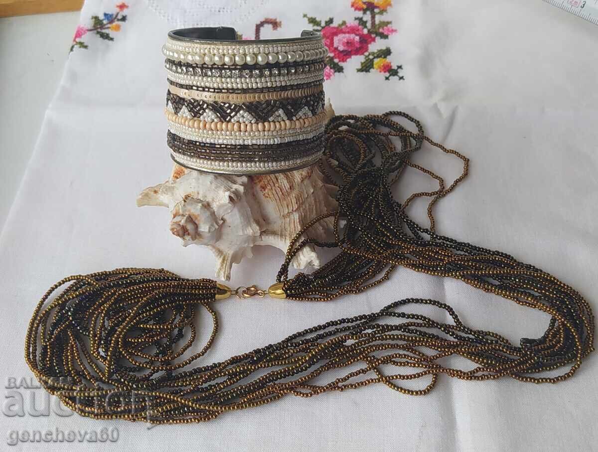 Wide beaded cuff bracelet and necklace Wide beaded cuff bracelet and necklace