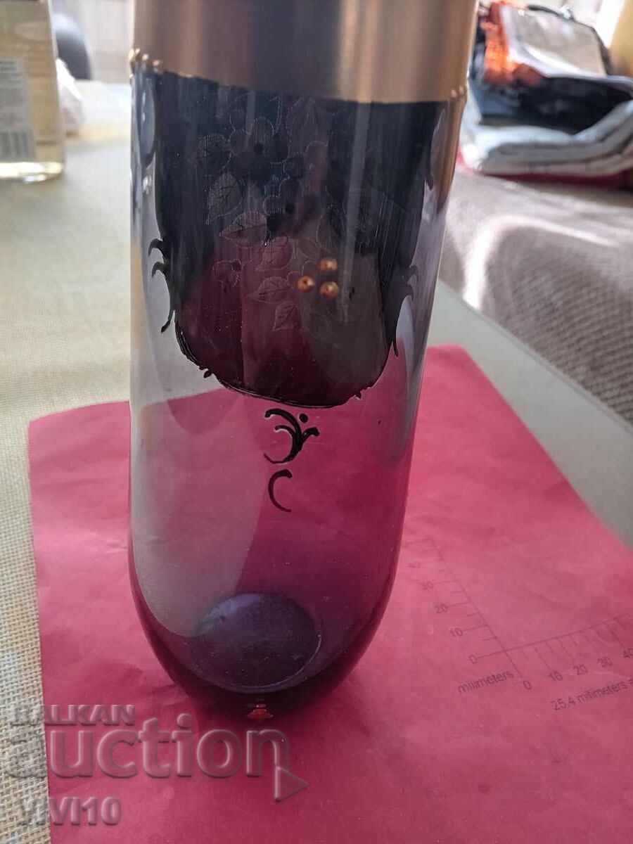 Licitație Vază veche Boemia, 19cm, Aurire