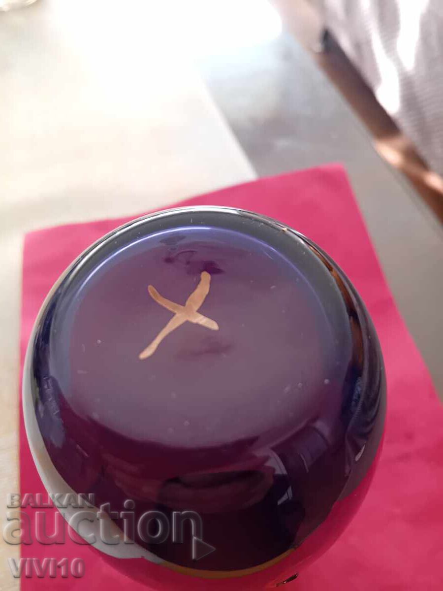 Vază veche Boemia, 19cm, Aurire - 6