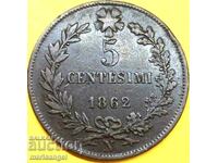 5 centesimi 1862 N - Naples Italy 25mm