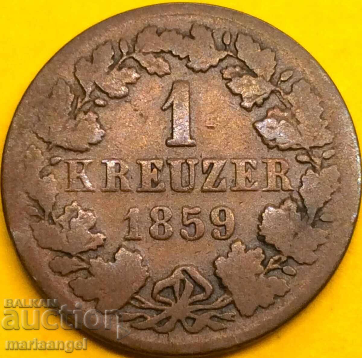 Licitație Nassau 1 Kreuzer 1859 Germania Licitație Nassau 1 Kreuzer 1859 Germania