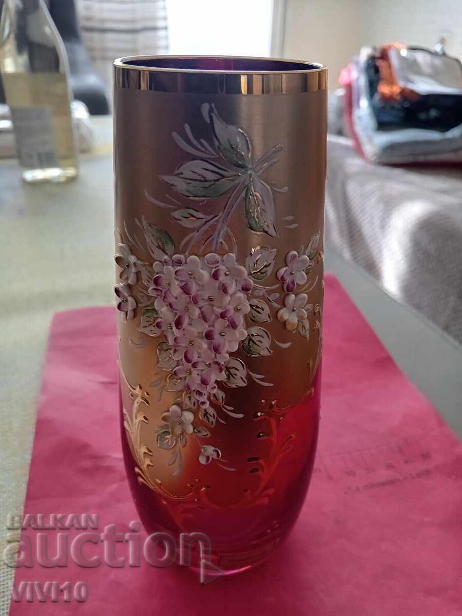 Αρχαίο βάζο Βοημίας, σμάλτο, επιχρύσωση