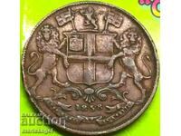 1/4 Anna 1858 India de Est Britanică bronz