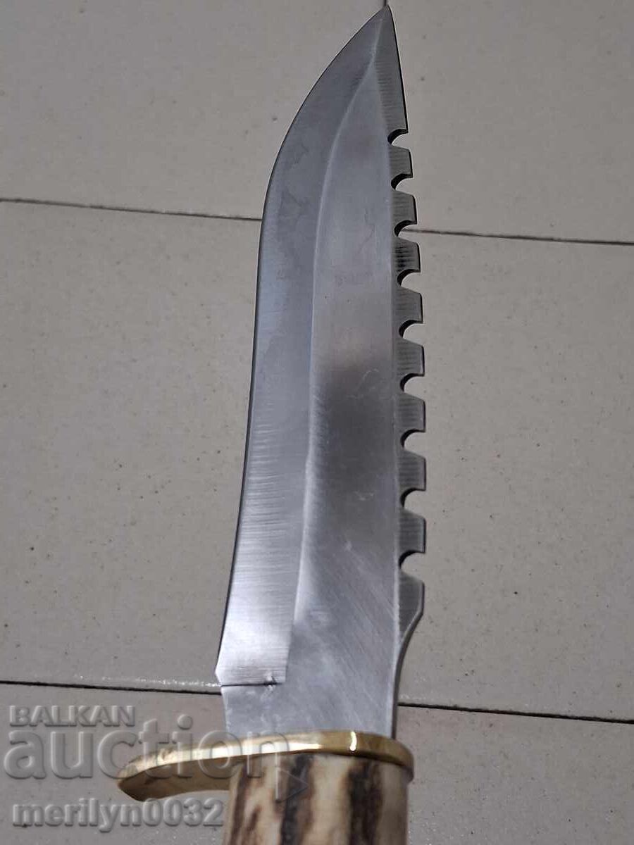 Hunting knife with sheath, deer antler handle - 6