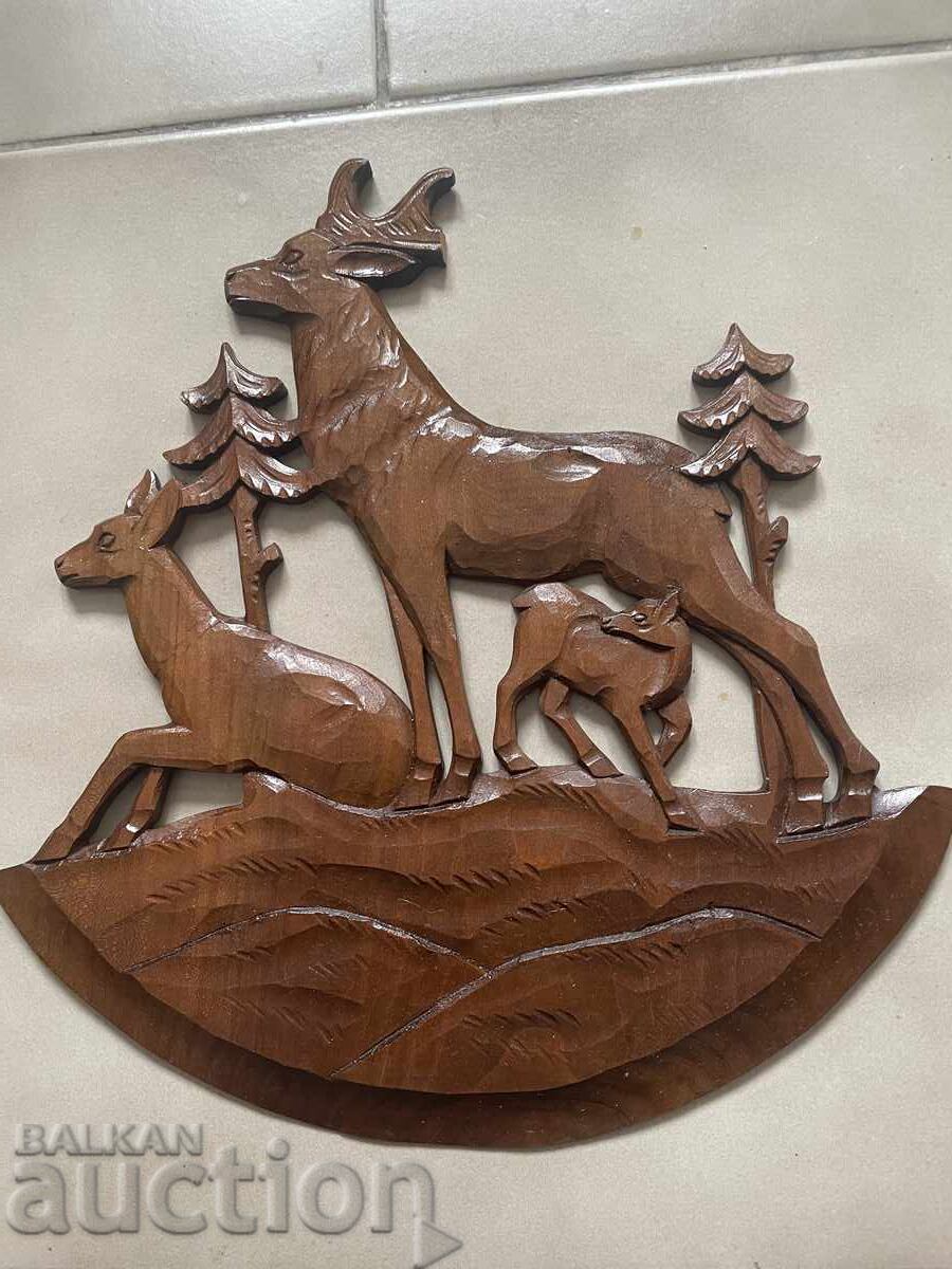 Aplicație Cerb—26/24 cm, lemn