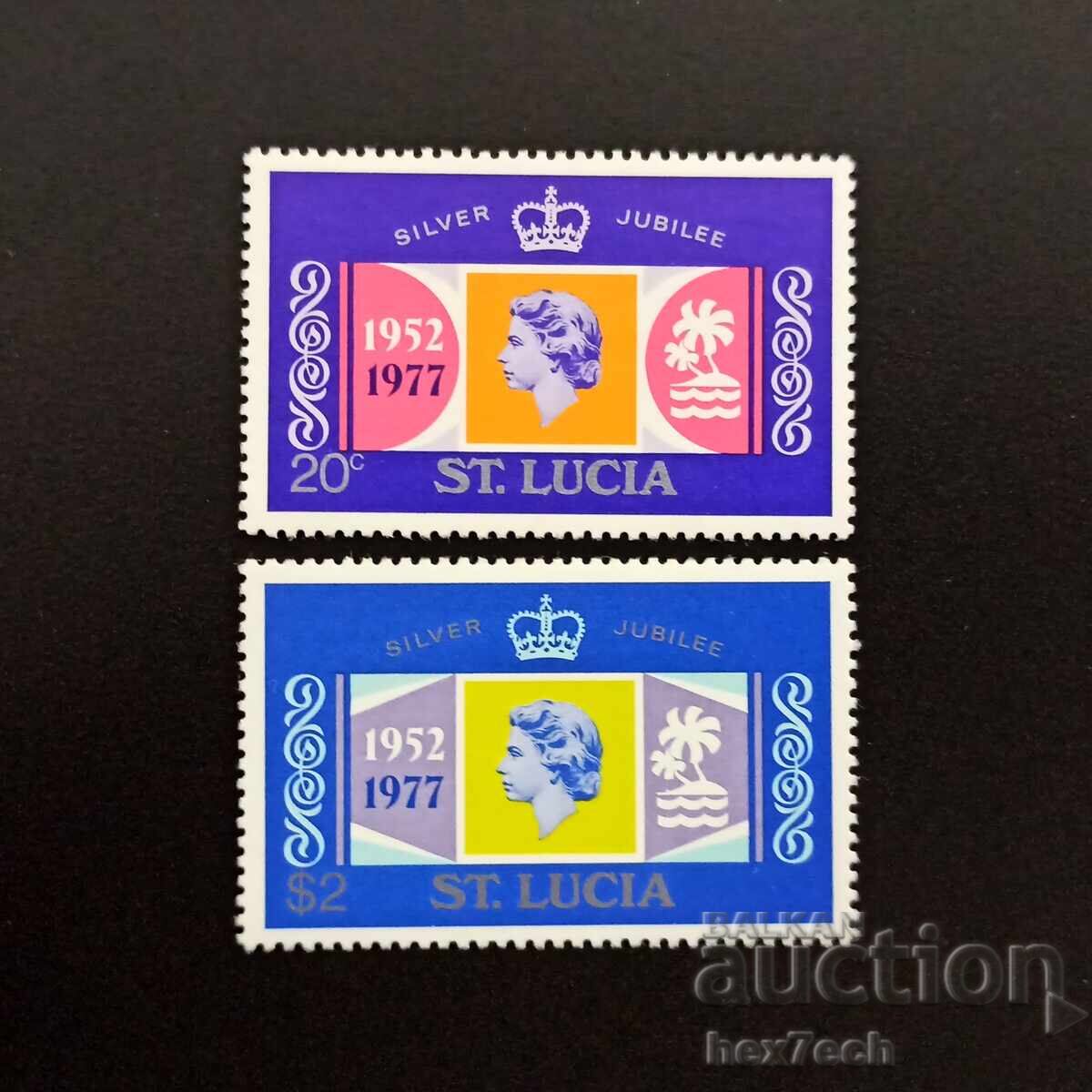 Saint Lucia 1977 20 Cents and 2 Dollars Queen Elizabeth II