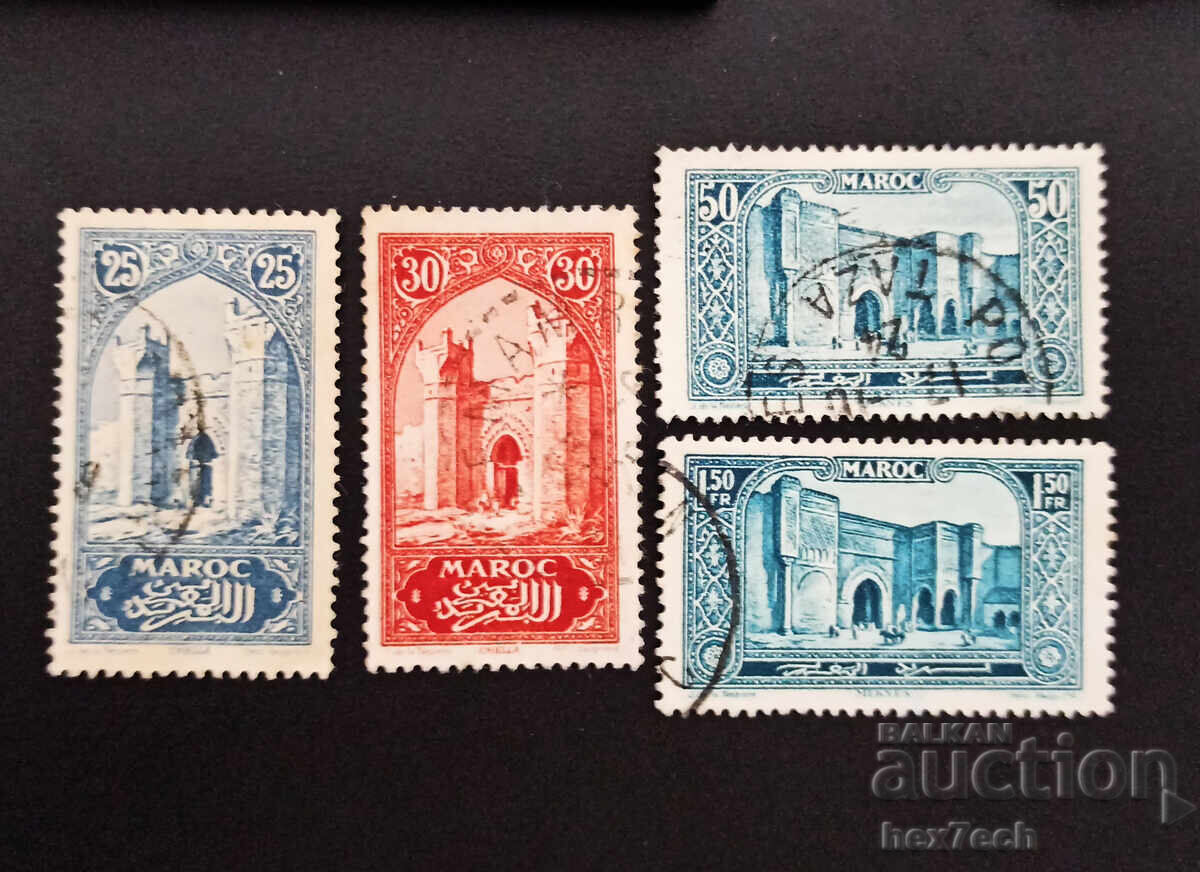 Morocco 1923 25, 30, 50 Centimes and 1.50 Francs Monuments