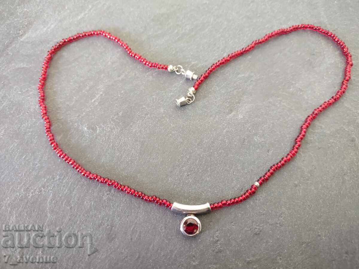 Necklace with natural Garnet, screw clasp 10.10.25 with price 99.00 BGN | € 50.62