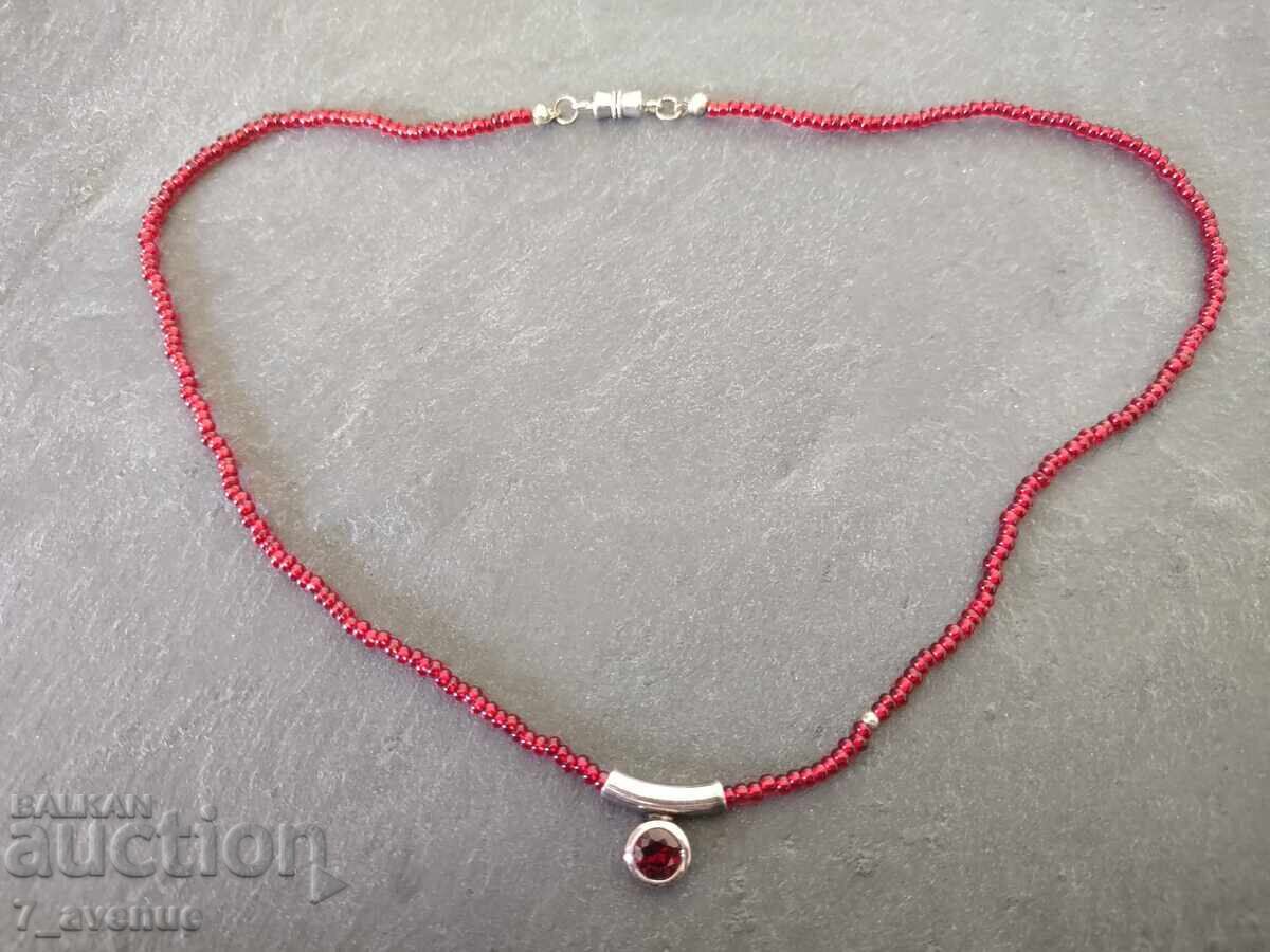 Necklace with natural Garnet, screw clasp 10.10.25 - 6