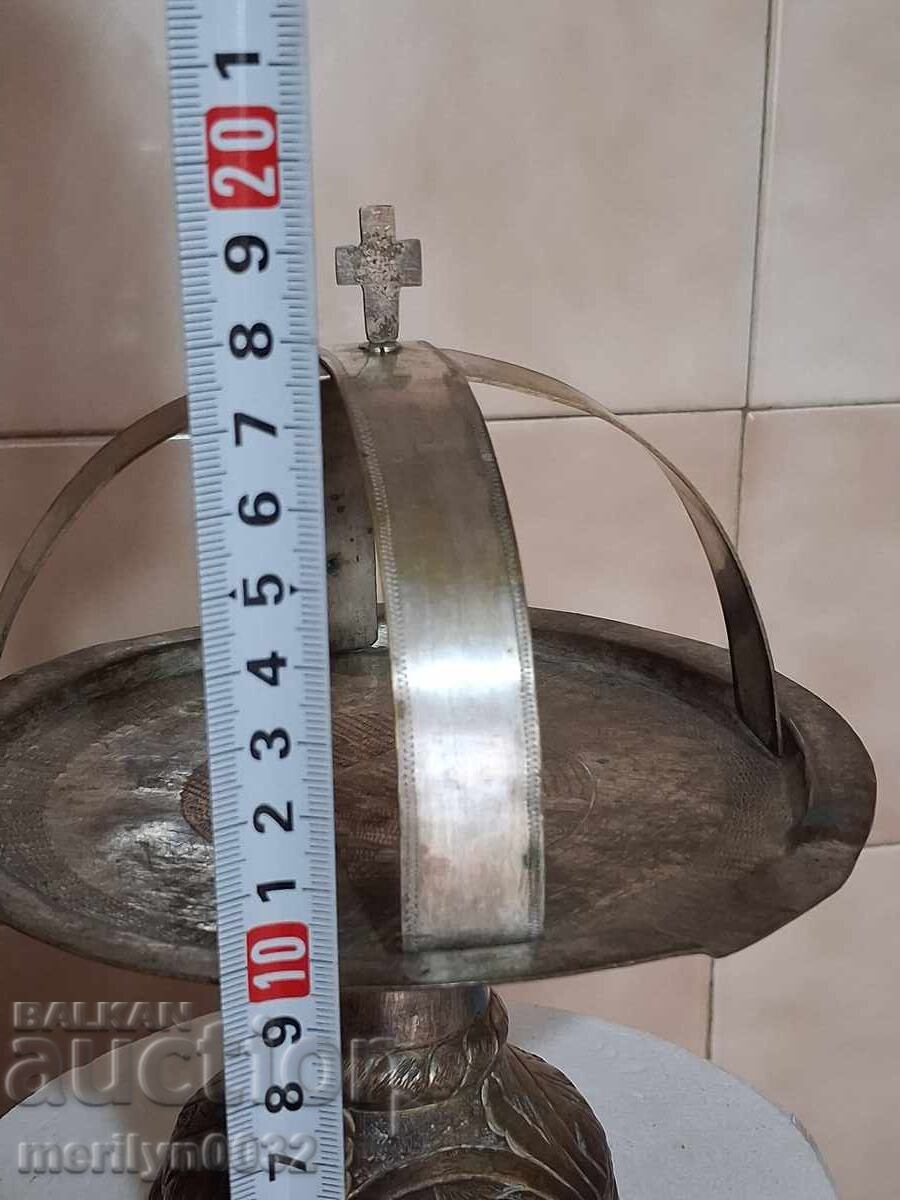Tepsie ortodoxă pentru anaforă împărtășanie discos Iisus cruce - 5
