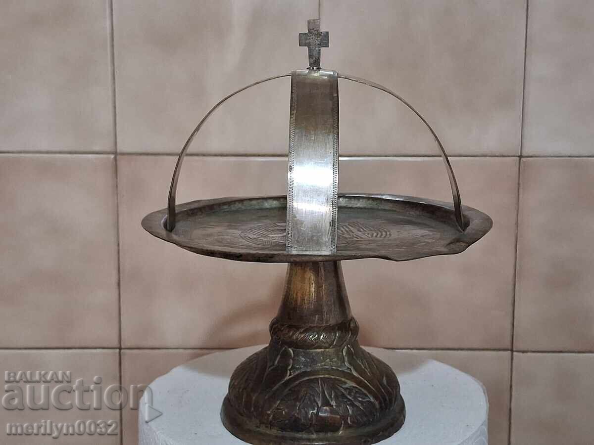 Tepsie ortodoxă pentru anaforă împărtășanie discos Iisus cruce - 7