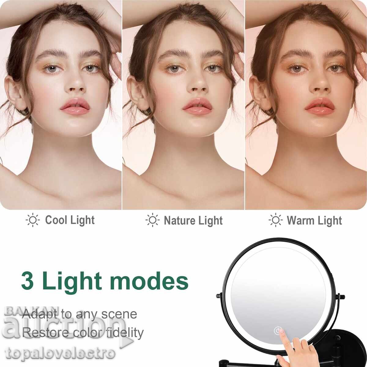 Παράδοση ΝΕΟ! Καθρέφτης τοίχου καλλυντικών με φωτισμό LED και 10X μεγέθυνση