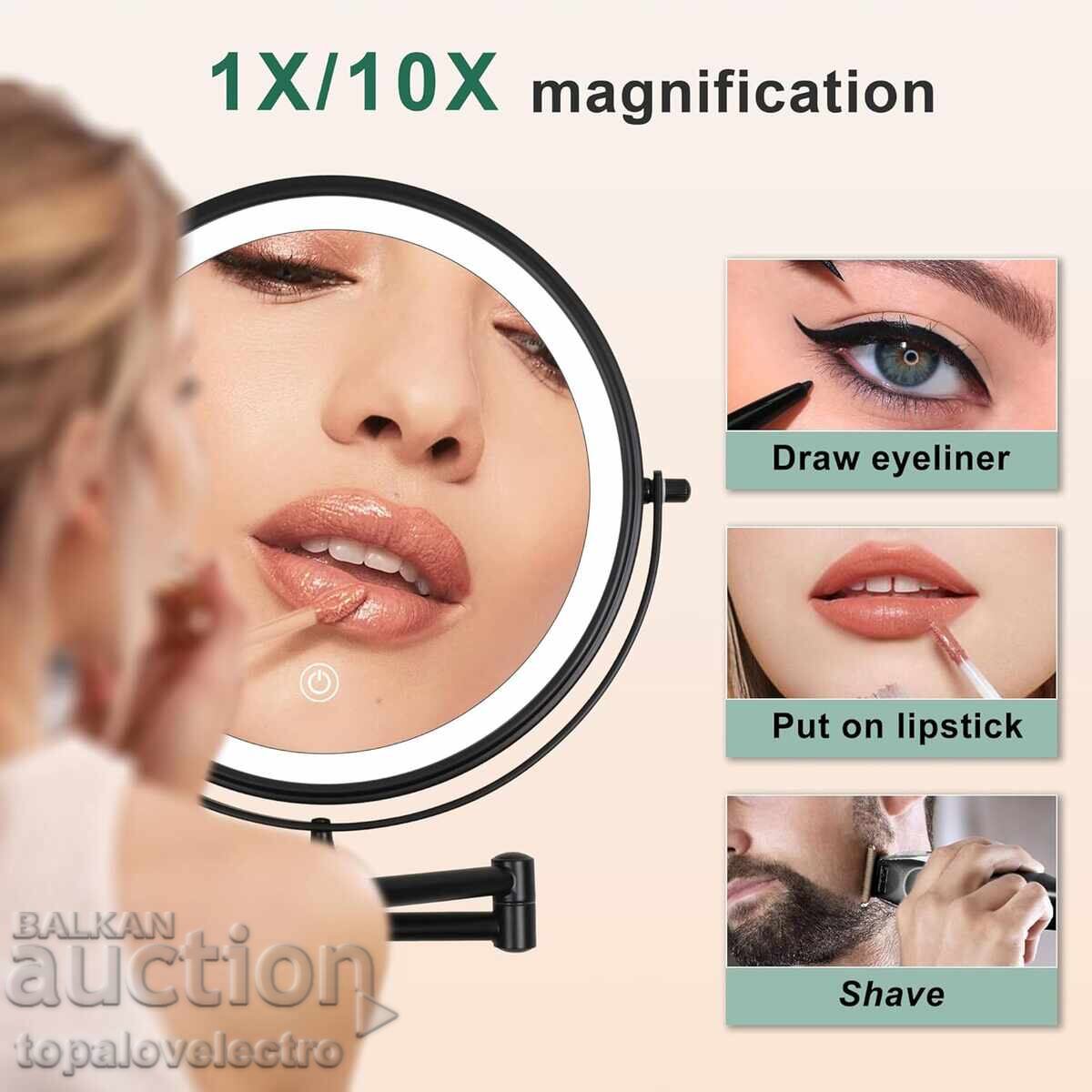 ΝΕΟ! Καθρέφτης τοίχου καλλυντικών με φωτισμό LED και 10X μεγέθυνση - 5