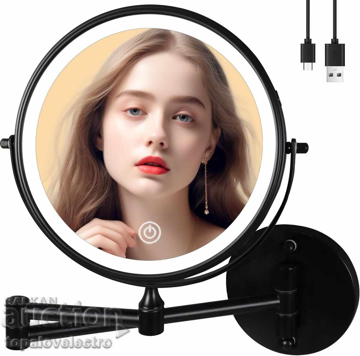 ΝΕΟ! Καθρέφτης τοίχου καλλυντικών με φωτισμό LED και 10X μεγέθυνση