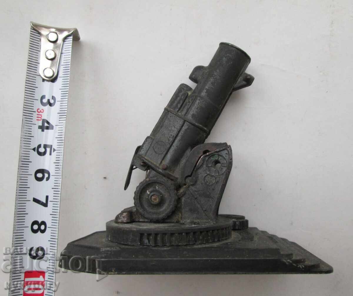Auction  Old French military toy cannon model with a spring