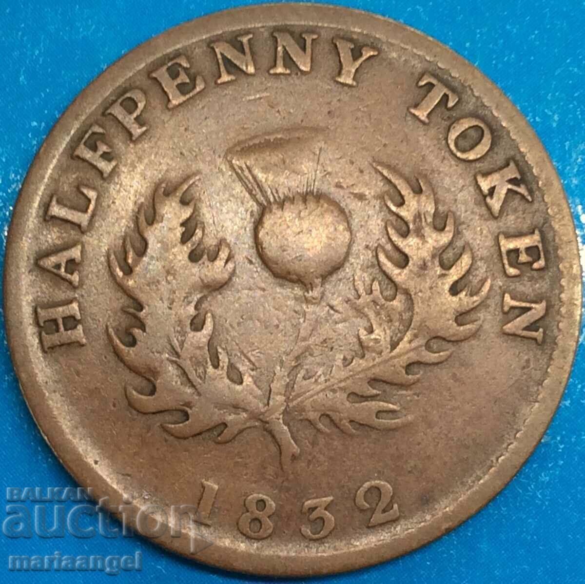 1/2 Halfpenny 1832 Nova Scotia Token 28mm - αρκετά σπάνιο - 5