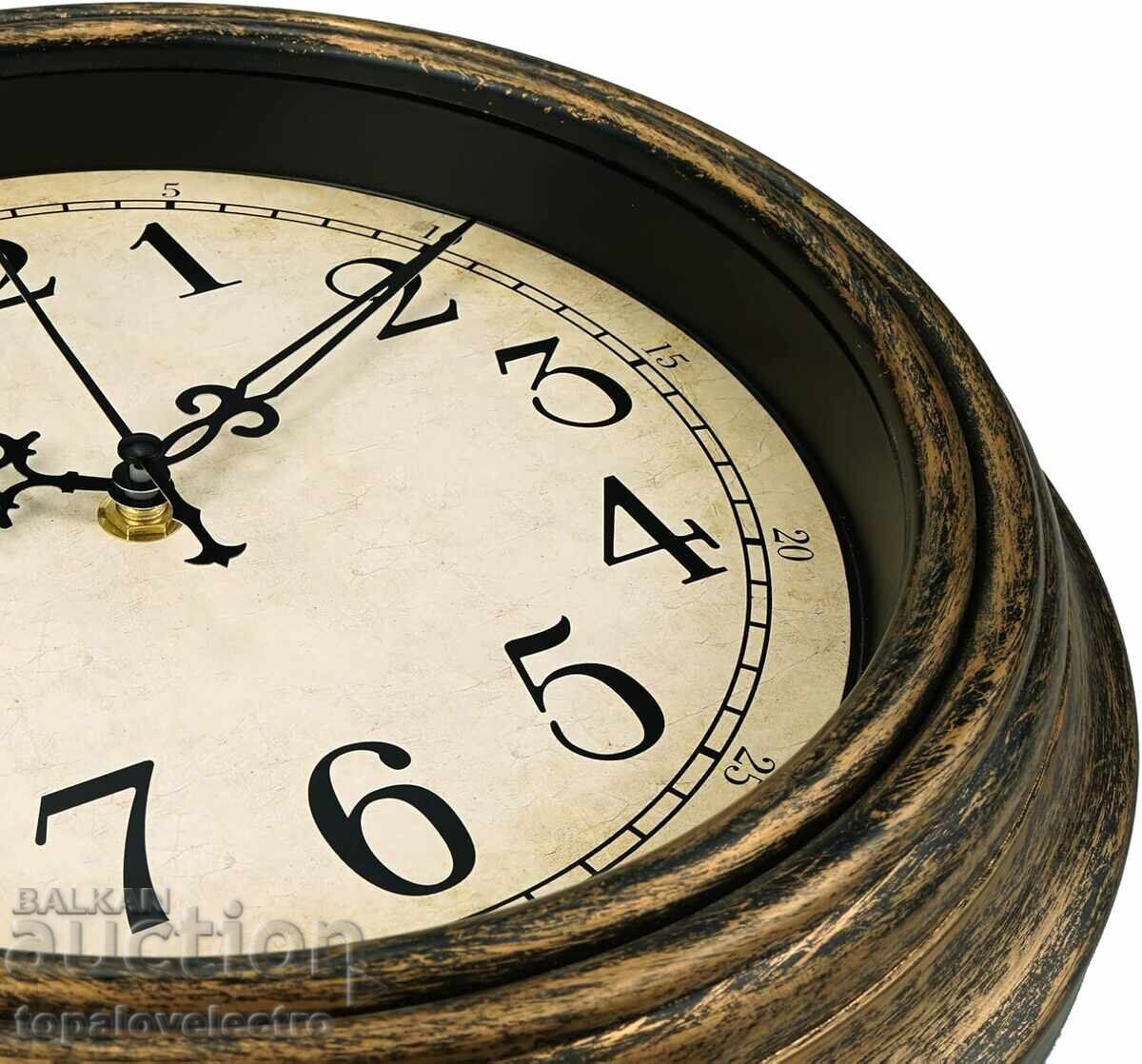 Аукцион НОВ! Ретро стенен часовник 30 см – класически безшумен механ