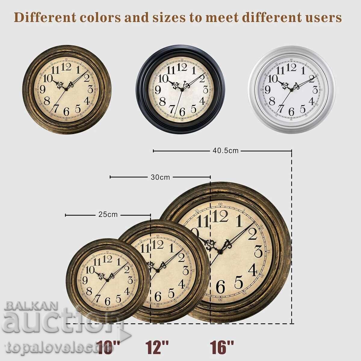 НОВ! Ретро стенен часовник 30 см – класически безшумен механ - 5