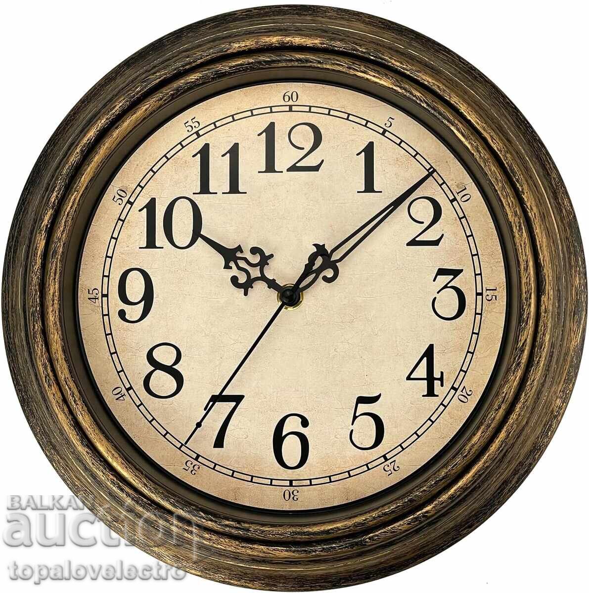 НОВ! Ретро стенен часовник 30 см – класически безшумен механ