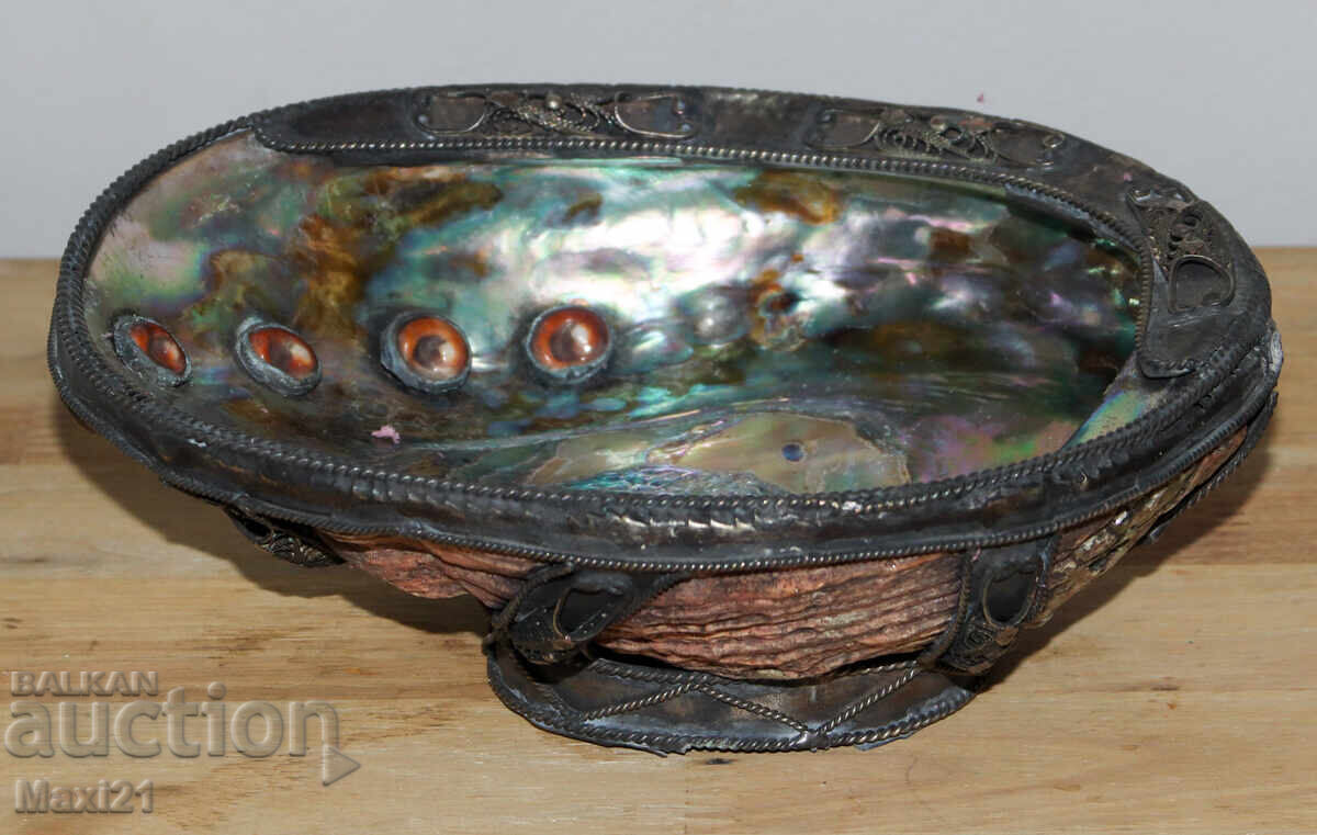 Decorative Large Bowl Pearl Shell Silver - 7