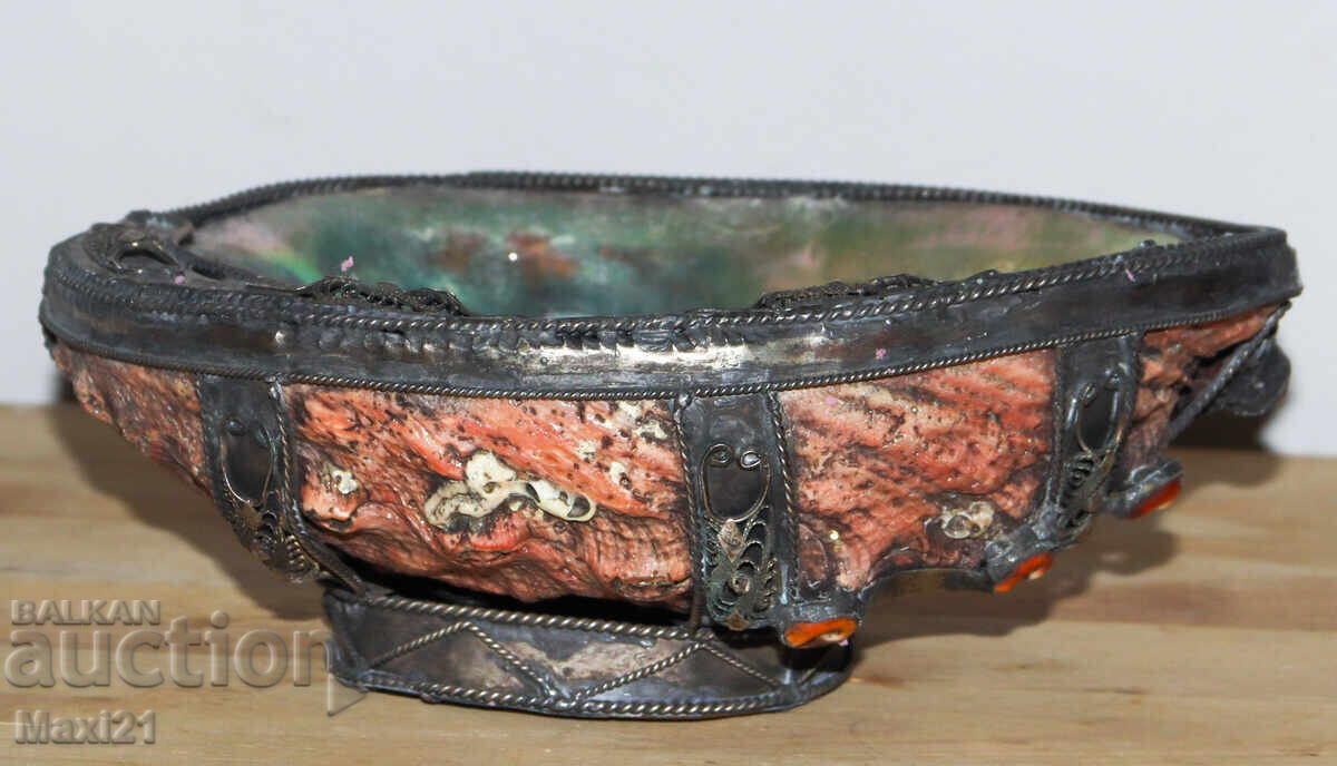 Decorative Large Bowl Pearl Shell Silver