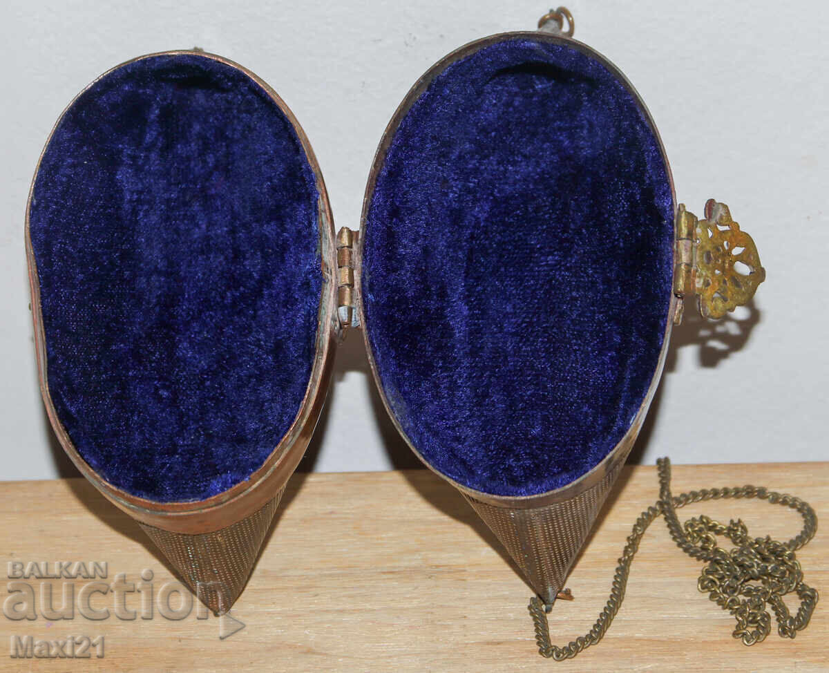 Old small ladies' bag, brass with copper elements - 6