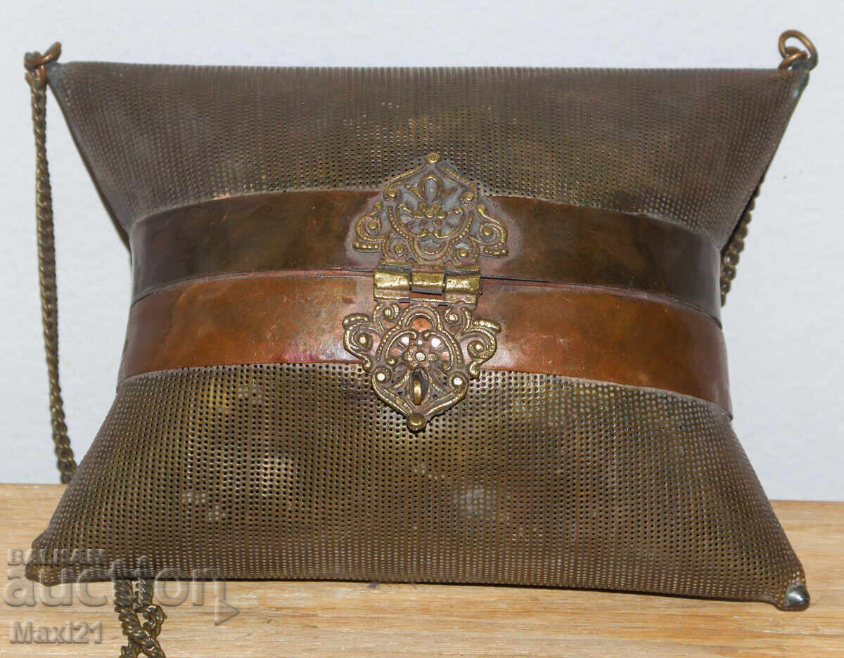 Old small ladies' bag, brass with copper elements