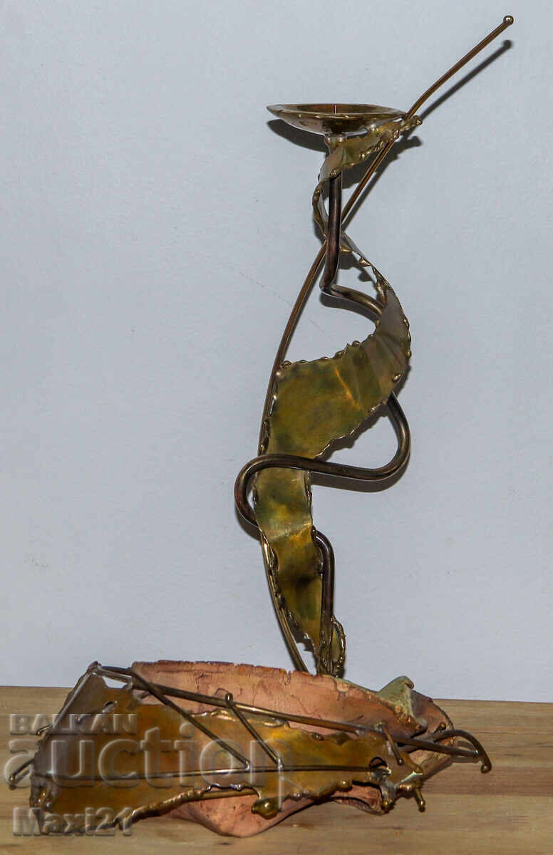 Decorative bowl and candlestick set, bronze leather with price 460.00 BGN | € 235.19