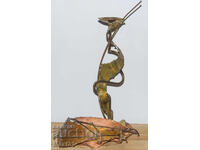 Комплект декоративни купа и свещник кожа бронз