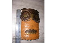 Piggy Bank, Owl - wood, leather and metal - B.Z.C