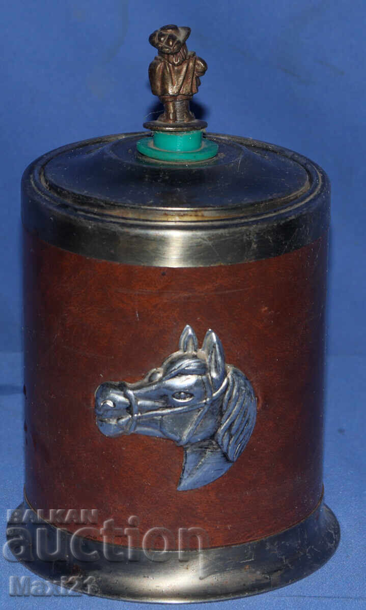 Old decorative cigarette box metal leather with price 120.00 BGN | € 61.36