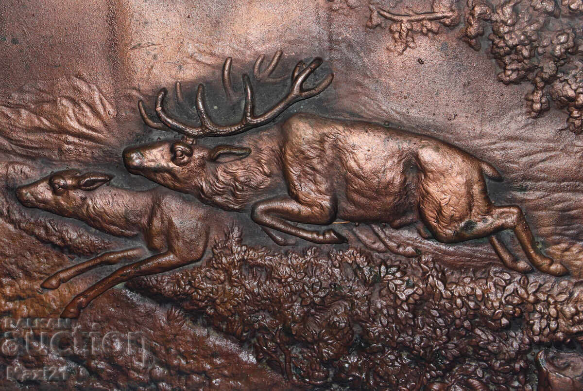 Βαρύ χάλκινο γλυπτό με σκηνές κυνηγιού - 5