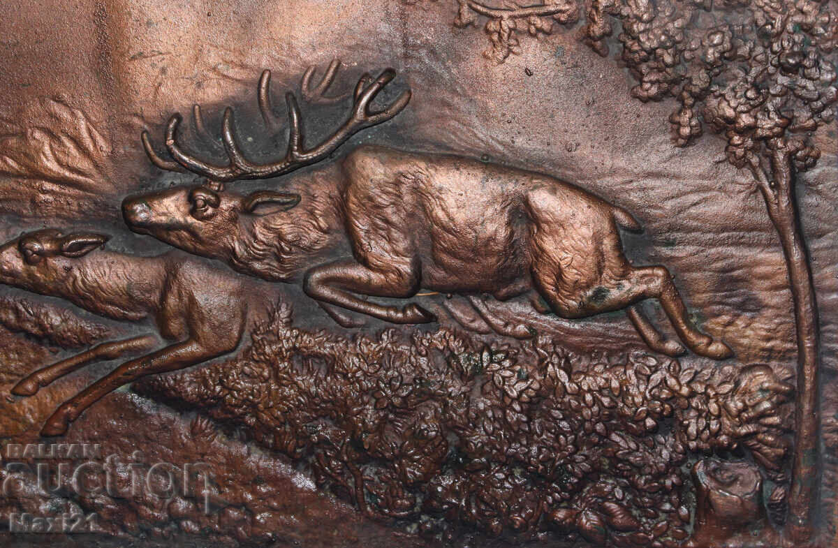 Βαρύ χάλκινο γλυπτό με σκηνές κυνηγιού - 6