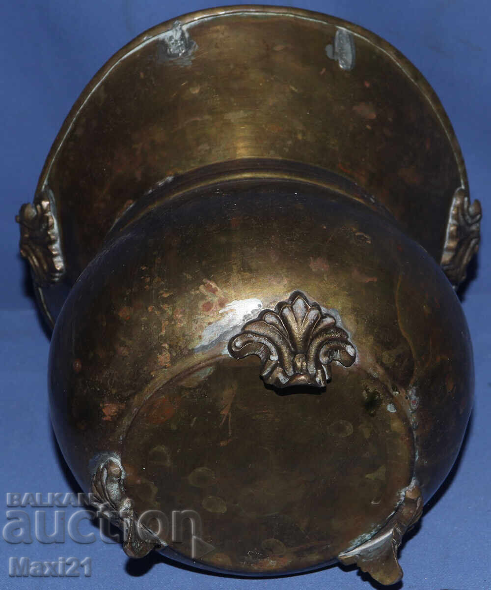 Antique brass coal scuttle - 5