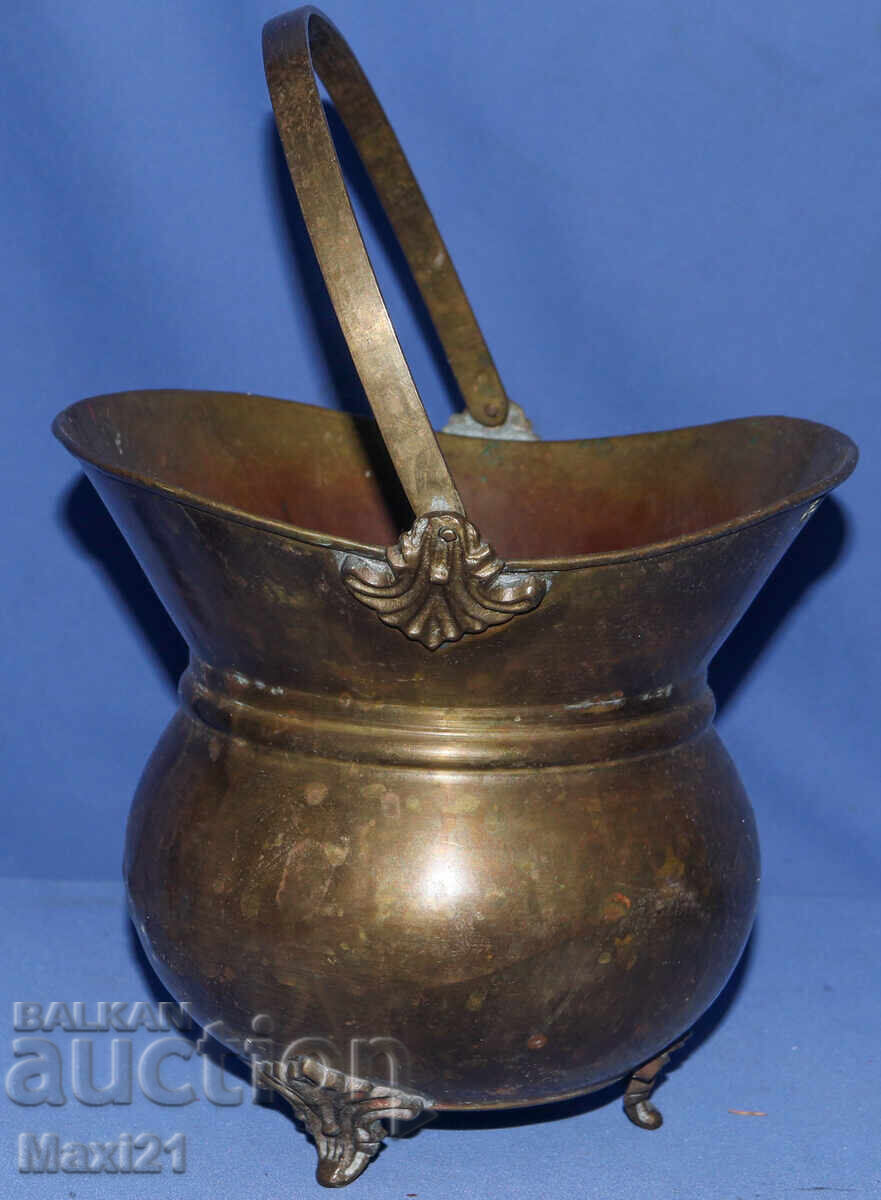 Antique brass coal scuttle