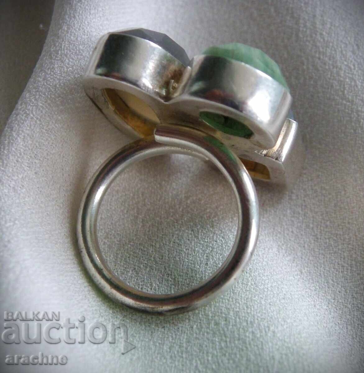 Silver ring with amazonite and moonstone with price 99.00 BGN | € 50.62 Silver ring with amazonite and moonstone with price 99.00 BGN | € 50.62