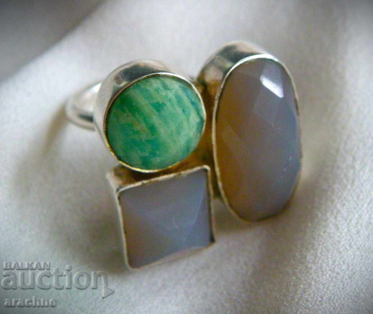 Delivery of Silver ring with amazonite and moonstone Delivery of Silver ring with amazonite and moonstone