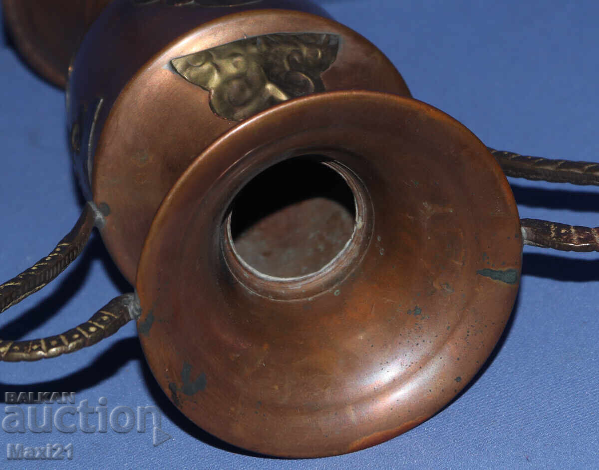 Διακοσμητικό χάλκινο βάζο με ορειχάλκινη διακόσμηση αμφορέας - 6