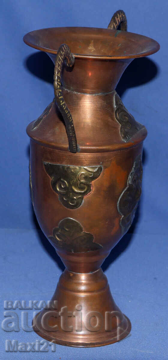 Διακοσμητικό χάλκινο βάζο με ορειχάλκινη διακόσμηση αμφορέας - 7