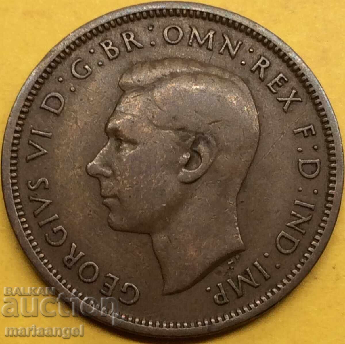 UK 1/2 Penny 1943 George V 26mm - 6 UK 1/2 Penny 1943 George V 26mm - 6