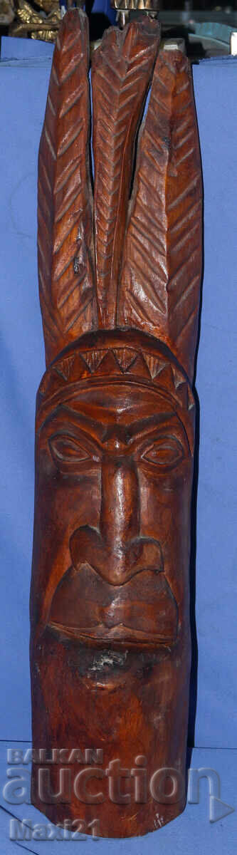 Стара дърворезба скулптура лице индианец с цена 350.00 лв. | € 178.95 Стара дърворезба скулптура лице индианец с цена 350.00 лв. | € 178.95