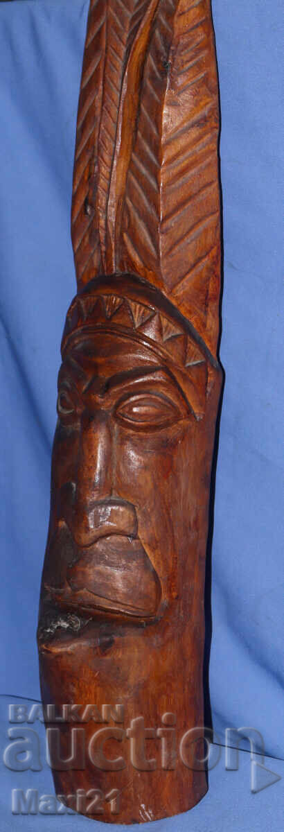 Доставка на Стара дърворезба скулптура лице индианец Доставка на Стара дърворезба скулптура лице индианец