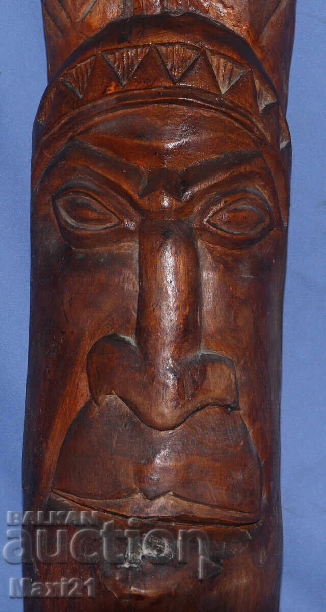 Стара дърворезба скулптура лице индианец - 5 Стара дърворезба скулптура лице индианец - 5