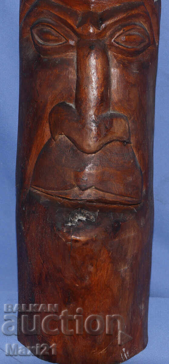 Стара дърворезба скулптура лице индианец - 6 Стара дърворезба скулптура лице индианец - 6