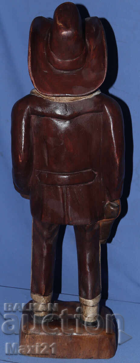 Old wood carving sculpture cowboy - 5