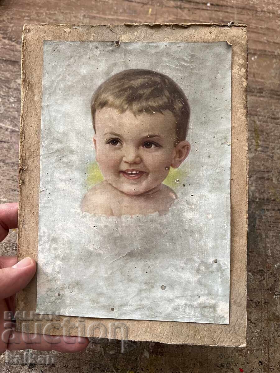 Imagine veche cu un copil, imprimat pe hârtie cu passepartout cu preț 20.00 BGN | € 10.23