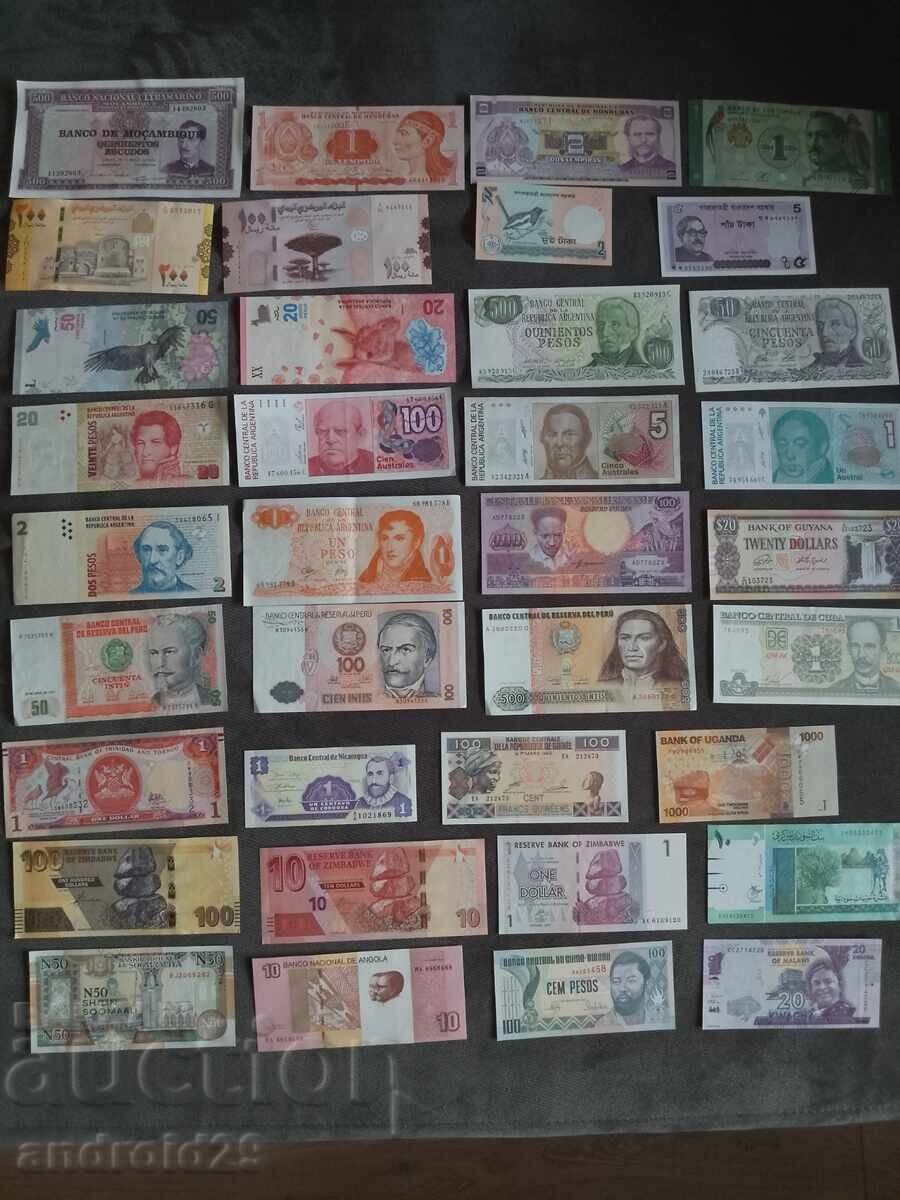 Lot of 211 Banknotes from Around the World UNC