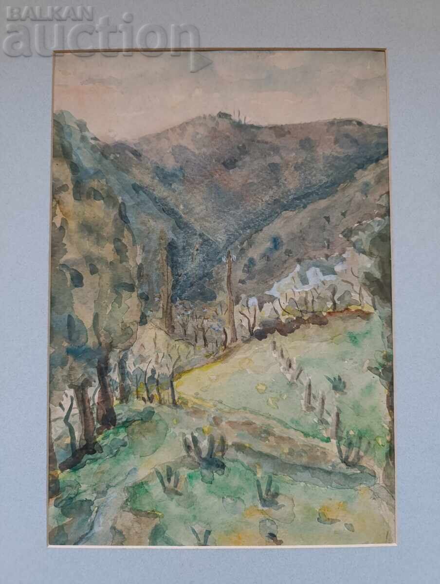 Красив акварел от български автор, пейзаж. с цена 49.00 лв. | € 25.05