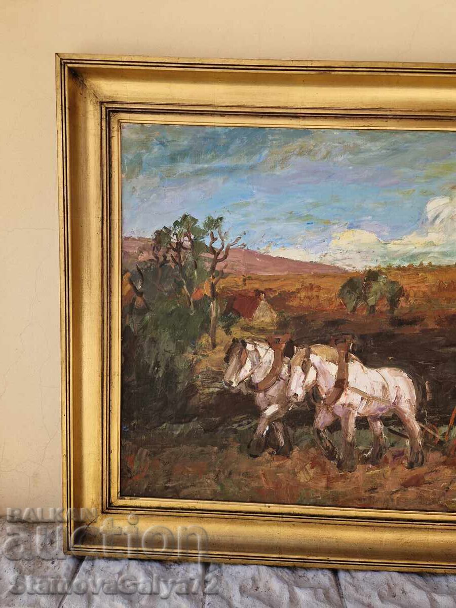 Εξαιρετικός αντίκα πίνακας ζωγραφικής από καλλιτέχνη, λάδι σε καμβά - 5